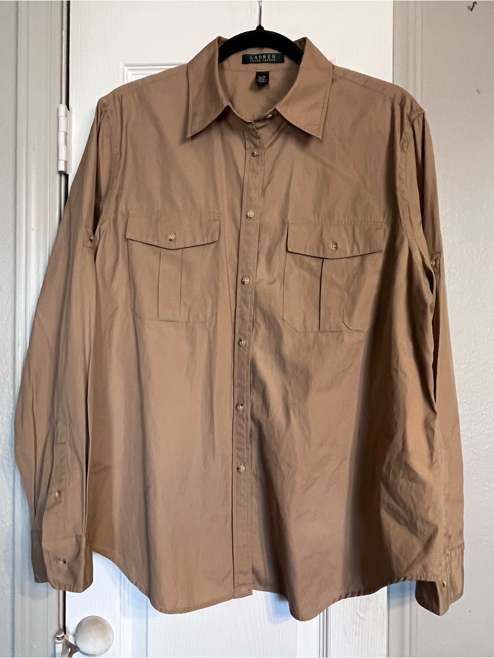 Lauren Ralph Lauren Relaxed Fit Long Sleeve Button Down Women’s XL Safari Tan
